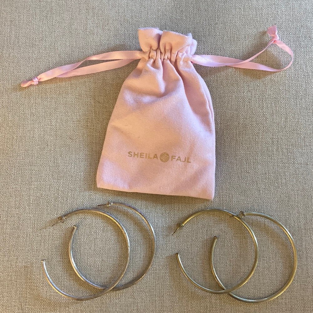 Stylish Sheila Fajl hoops! Two for one deal!